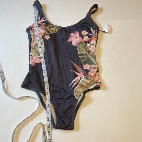 Kona Sol Gray Floral One Piece Tank Swimsuit, S, NWOT - Picture 5 of 6